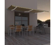 Markizė su LED/vėjo jutikliu, geltona/balta, 600x300cm