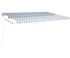 Markizė su LED/vėjo jutikliu, mėlyna/balta, 500x350cm