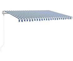Markizė su LED/vėjo jutikliu, mėlyna/balta, 450x350cm