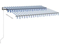 Markizė su LED/vėjo jutikliu, mėlyna/balta, 350x250cm