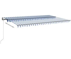 Markizė su LED/vėjo jutikliu, mėlyna/balta, 500x300cm