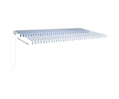 Markizė su LED/vėjo jutikliu, mėlyna/balta, 600x350cm