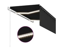 Markizė su uždanga/LED/vėjo jutikliu, antracito, 3,5x2,5m