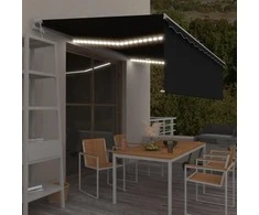 Markizė su uždanga/LED/vėjo jutikliu, antracito, 5x3m