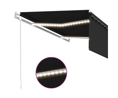 Markizė su uždanga/LED/vėjo jutikliu, antracito, 4,5x3m