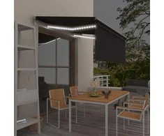 Markizė su uždanga/LED/vėjo jutikliu, antracito, 3,5x2,5m