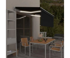 Markizė su uždanga/LED/vėjo jutikliu, antracito, 3,5x2,5m