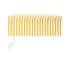 Markizė su uždanga/LED/vėjo jutikliu, geltona/balta, 3x2,5m