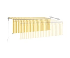 Markizė su uždanga/LED/vėjo jutikliu, geltona/balta, 4x3m