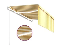 Markizė su uždanga/LED/vėjo jutikliu, geltona/balta, 3x2,5m
