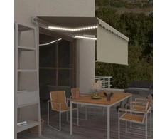 Markizė su uždanga/LED/vėjo jutikliu, kreminė, 3x2,5m