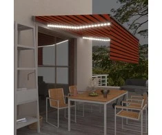 Markizė su uždanga/LED/vėjo jutikliu, oranžinė/ruda, 4x3m