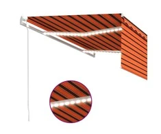 Markizė su uždanga/LED/vėjo jutikliu, oranžinė/ruda, 4,5x3m