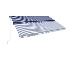 Markizė su vėjo jutikliu ir LED, mėlyna ir balta, 500x300cm