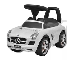 Kojomis varomas vaikiškas automobilis, baltos spalvos