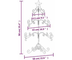 Metalinė Kalėdų eglutė, juodos spalvos, 90 cm