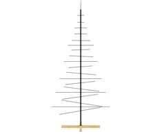 Metalinė Kalėdų eglutė su mediniu pagrindu, juoda, 180cm