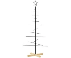 Metalinė Kalėdų eglutė su mediniu pagrindu, juoda, 120 cm