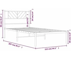 Lova Metalinis lovos rėmas su galvūgaliu, juodos spalvos, 107x203cm