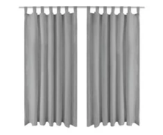 Mikro satino užuolaidos su kilpomis, 2 vnt., 140x225 cm, pilkos