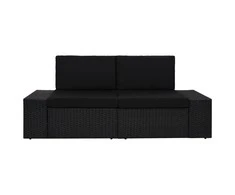 Modulinė dvivietė sofa, juodos spalvos, poliratanas