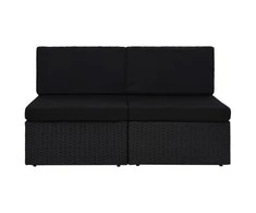 Modulinė dvivietė sofa, juodos spalvos, poliratanas