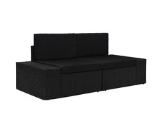Modulinė dvivietė sofa, juodos spalvos, poliratanas