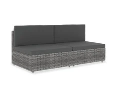 Modulinė dvivietė sofa, pilkos spalvos, poliratanas