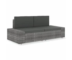 Modulinė dvivietė sofa, pilkos spalvos, poliratanas