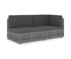 Modulinė dvivietė sofa, pilkos spalvos, poliratanas