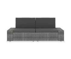 Modulinė dvivietė sofa, pilkos spalvos, poliratanas