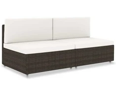 Modulinė dvivietė sofa, rudos spalvos, poliratanas