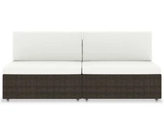 Modulinė dvivietė sofa, rudos spalvos, poliratanas
