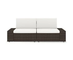 Modulinė dvivietė sofa, rudos spalvos, poliratanas
