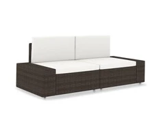 Modulinė dvivietė sofa, rudos spalvos, poliratanas