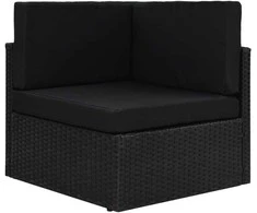 Modulinė kampinė sofa, juodos spalvos, poliratanas