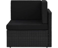 Modulinė kampinė sofa, juodos spalvos, poliratanas