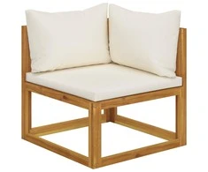 Modulinė kampinė sofa su kreminėmis pagalvėlėmis, akacija