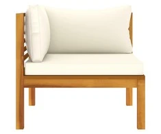 Modulinė kampinė sofa su kreminėmis pagalvėlėmis, akacija