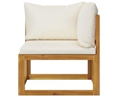 Modulinė kampinė sofa su kreminėmis pagalvėlėmis, akacija