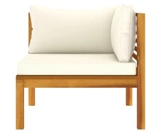 Modulinė kampinė sofa su kreminėmis pagalvėlėmis, akacija