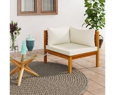 Modulinė kampinė sofa su kreminėmis pagalvėlėmis, akacija