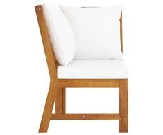 Modulinė kampinė sofa su kreminėmis pagalvėmis, akacija