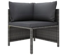 Modulinė kampinė sofa su pagalvėlėmis, pilka, poliratanas