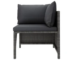 Modulinė kampinė sofa su pagalvėlėmis, pilka, poliratanas