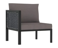Modulinė kampinė sofa su porankiu dešinėje, pilka, poliratanas