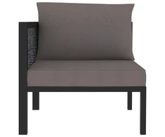 Modulinė kampinė sofa su porankiu dešinėje, pilka, poliratanas