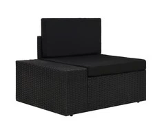 Modulinė kampinė sofa su porankiu, juoda, poliratanas
