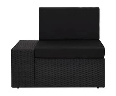 Modulinė kampinė sofa su porankiu, juoda, poliratanas
