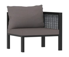 Modulinė kampinė sofa su porankiu kairėje, pilka, poliratanas